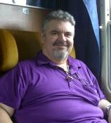 Me on board train in Bulgaria Spring 07